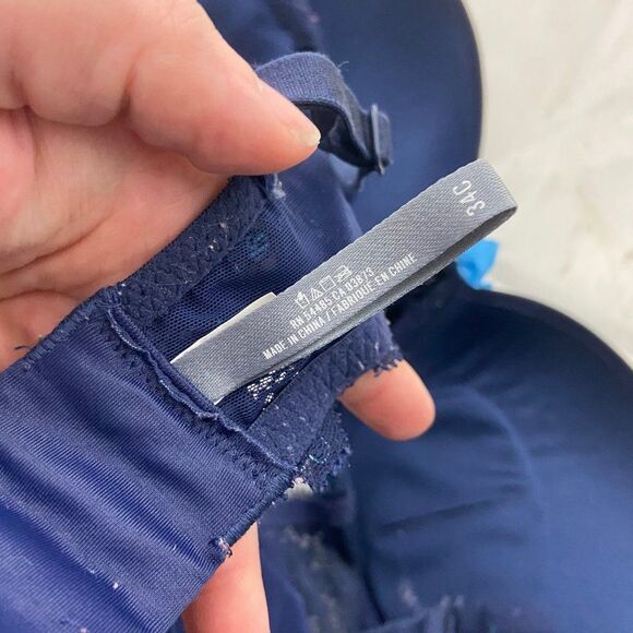 Aerie Navy Blue Floral Lace Bra Womens 34C - Picture 3 of 5